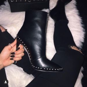 Leather black booties